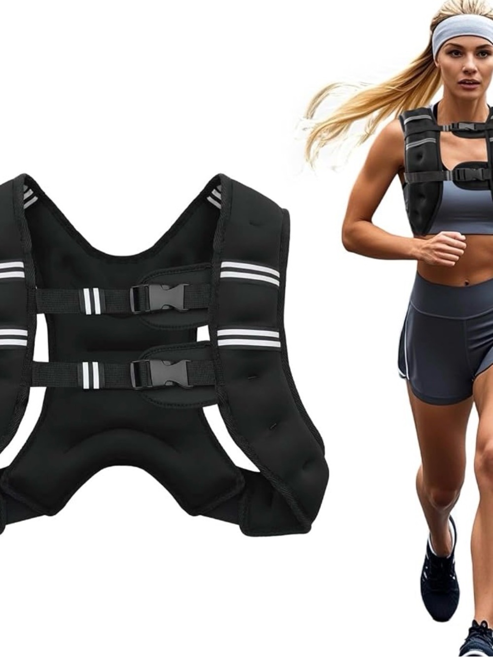 Weighted Vest, 16 lbs Weight Vest with Reflective Stripe, Adjustable Buckle
